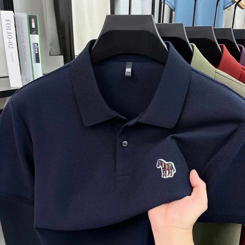 Herren Sommer Baumwolle 100% Poloshirt, Besticktes Kurzarm-T-Shirt mit Kragen, Business Casual Atmungsaktive Herrenbekleidung Oberteile – Detail 28