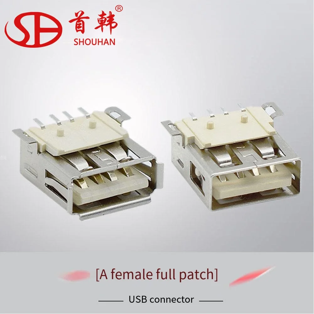 Connector USB-A female AF full Patch 180 degree SMT High temperature mobile power USB socket in stock