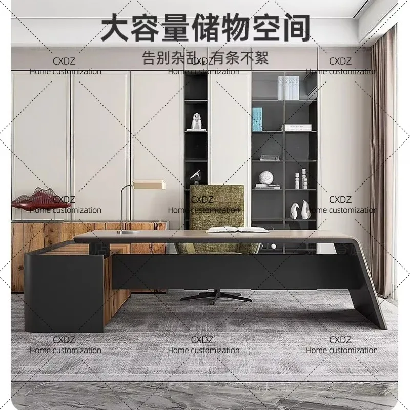 XXSolid Wood Executive Desk Modern Simple Manager Office Desk Table Set for Leader