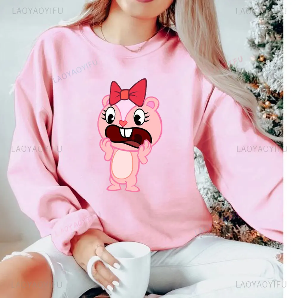 Happy Tree Friends Embrace Cartoon Sweatshirt Pullover Boy Girl Classic Animated Printed Hoodie Student Hoodies