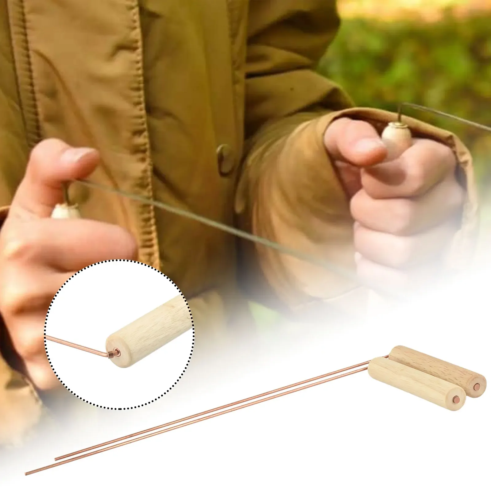 2pcs 99.9% Pure Copper Probes Rod For Divination Tool With Wooden Handles Seeking Detachable Tool Dowsing Rod