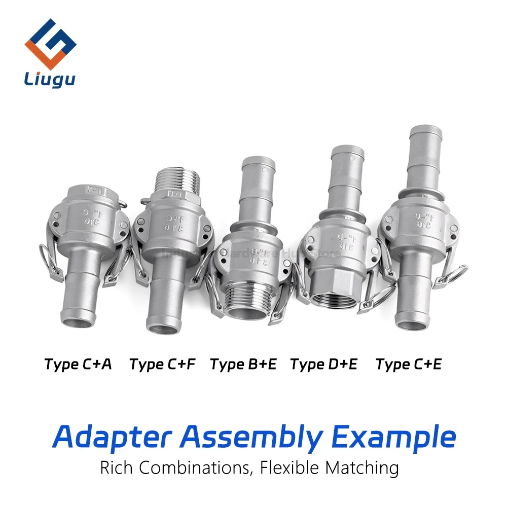 304 Stainless Steel Lever-Type Camlock Quick Coupling Male Female Type ABCDEF,1/2