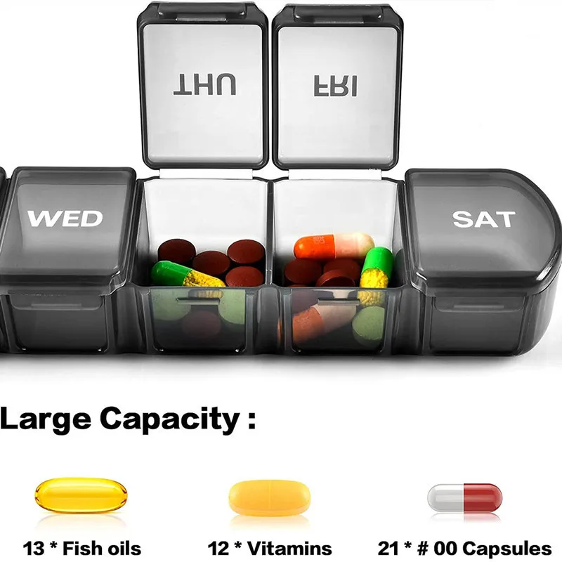 

Small Weekly Pill Organizer 7 Days,Pocket Daily Pill Case, Daily Planner, Pill Box for Pills/Vitamin/Fish Oil/Supplements