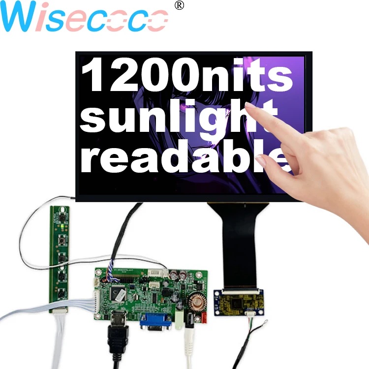 

Wisecoco 10.1 Inch 1280x800 1200 Nits High Brightness Sunlight Readable Display Touch Screen Display Automotive Outdoor Project