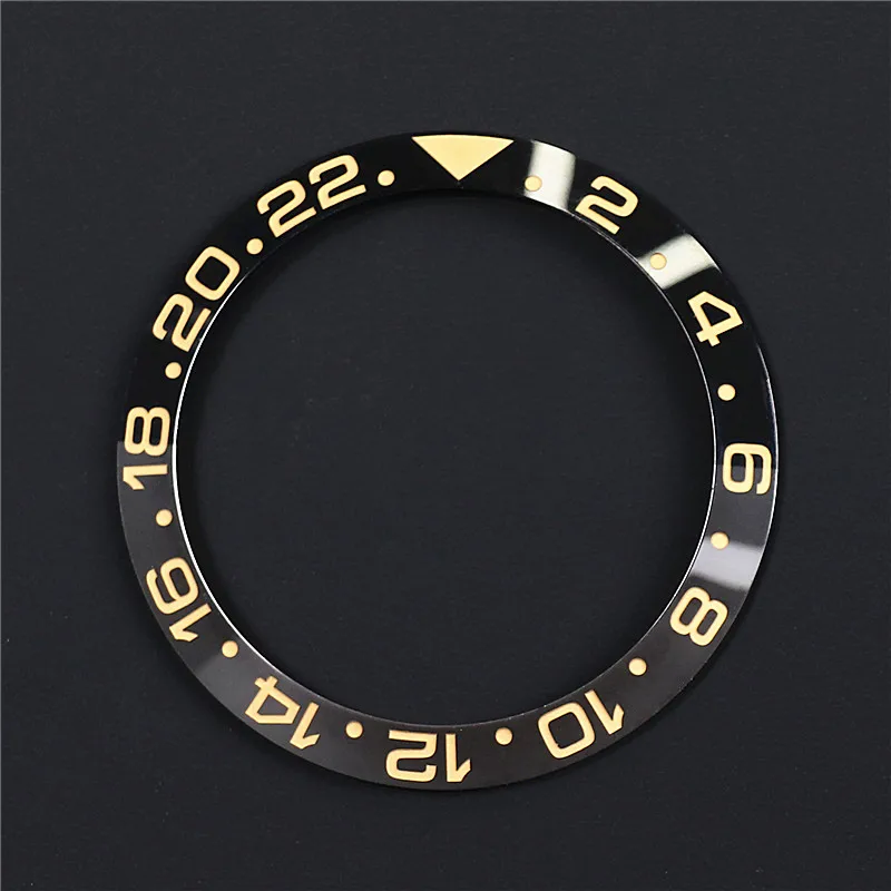 2023 جديد 38 مللي متر GMT أسود رمادي الذهب أرقام 2 لامعة ساعة سيراميك الحافة إدراج ل 40 مللي متر NH34 35 حركة حالة Skx007 الجمعية وزارة الدفاع #3