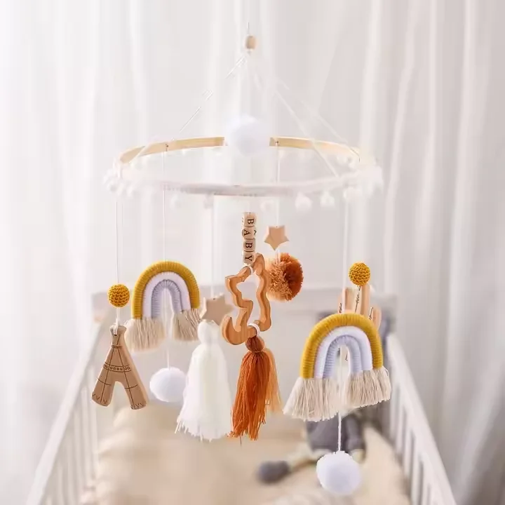 

Bohemian Rainbow Nursery Room Decor Hanging Handmade Toys Crib Mobile Nursery
