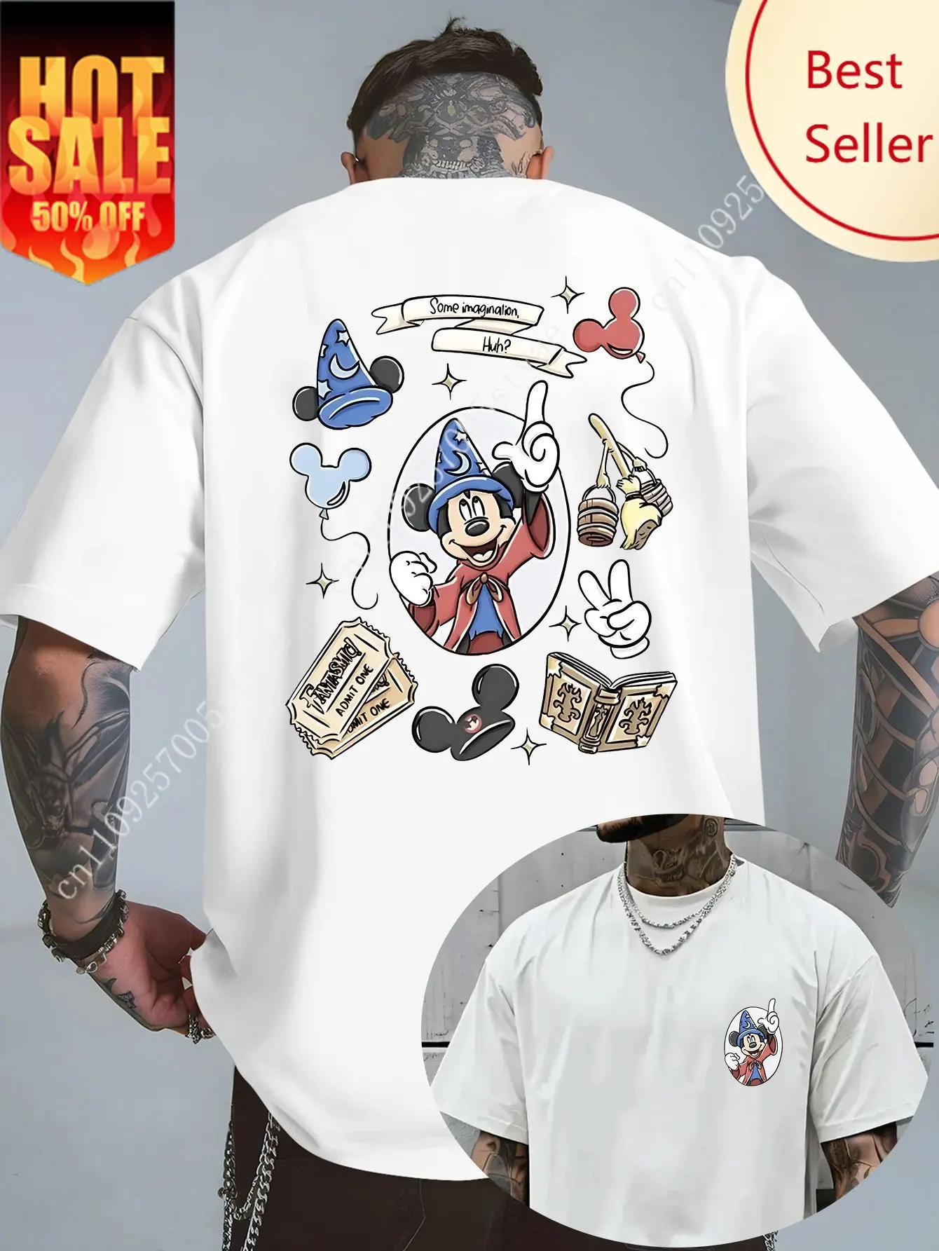 

Summer Men's Disney Stitch Pattern T-Shirt Daily Leisure and Theme Activities Wear Unisex Cotton Short Sleeve Oversized