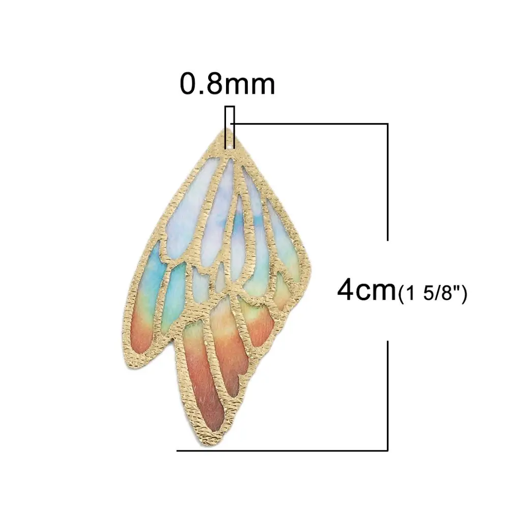 5pcs Doreen Box Fashion PU Fabric Pendants Butterfly Wing Multicolor DIY Making Earrings Jewelry Gifts Findings4cm/5cm/6cm