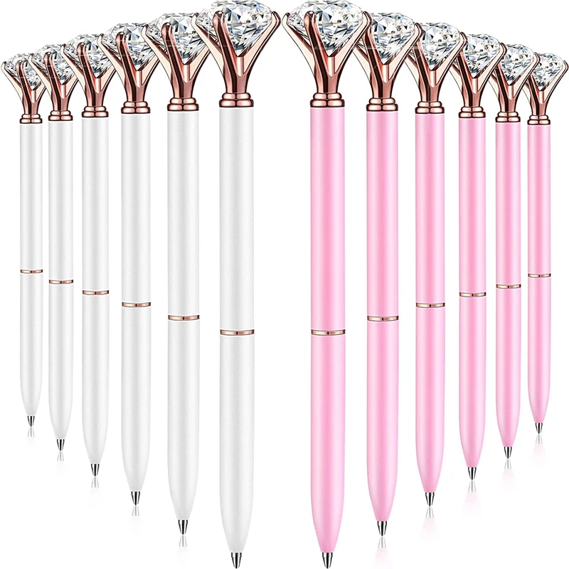 

12 шт. Алмазная ручка, ручка с черными чернилами, Женская Шариковая ручка для свадьбы, дня рождения, дома, школы, офиса