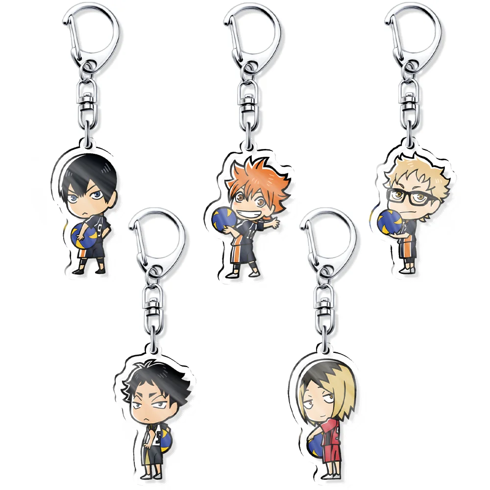 Anime Haikyuu!! Shoyo Hinata Kenma Kozume Tobio Kageyama Tsukishima Kei Figure Acrylic Keyring Pendant Cute Backpack Decor Gifts