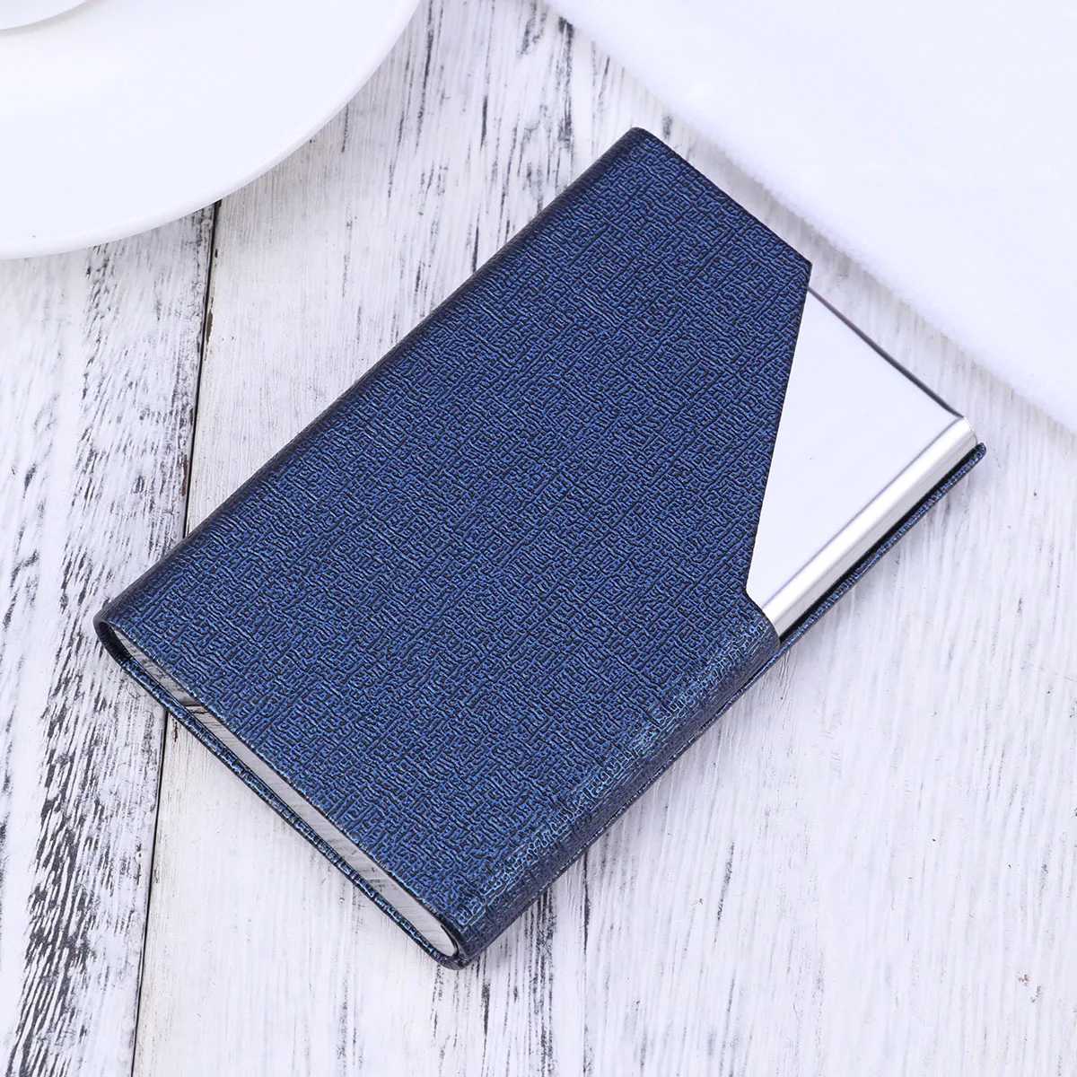 

Dark Blue Business Name Holder Stainless Steel Portable Credit Card Case Organizer for Business Travel