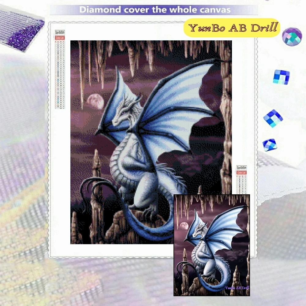 

Cartoon Fierce Flying-Dragon DIY AB Drill Diamond Painting Embroidery Cross Stitch Animal Art Rhinestones Handicraft Home Decor