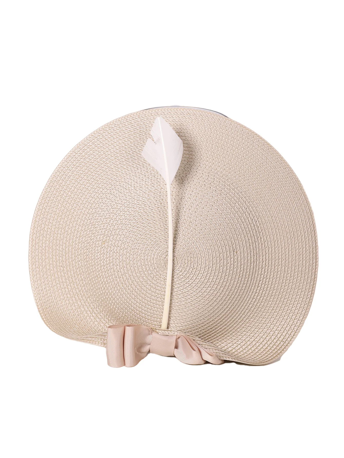 Elegant Black White Striped Wedding Fascinator Hat for Women Vintage Cupid Style with Feather for Cocktail Party Formal Church