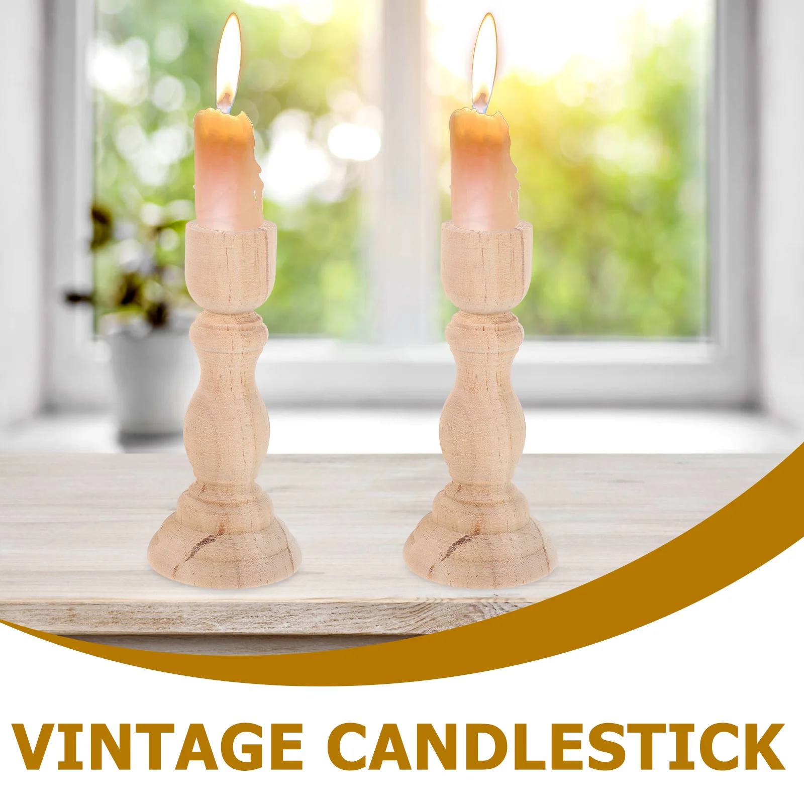 

2pcs Wooden Holder Vintage Tea Light Stands For Table Home Decor Wedding Centerpiece Mini Taper Craft Decorative