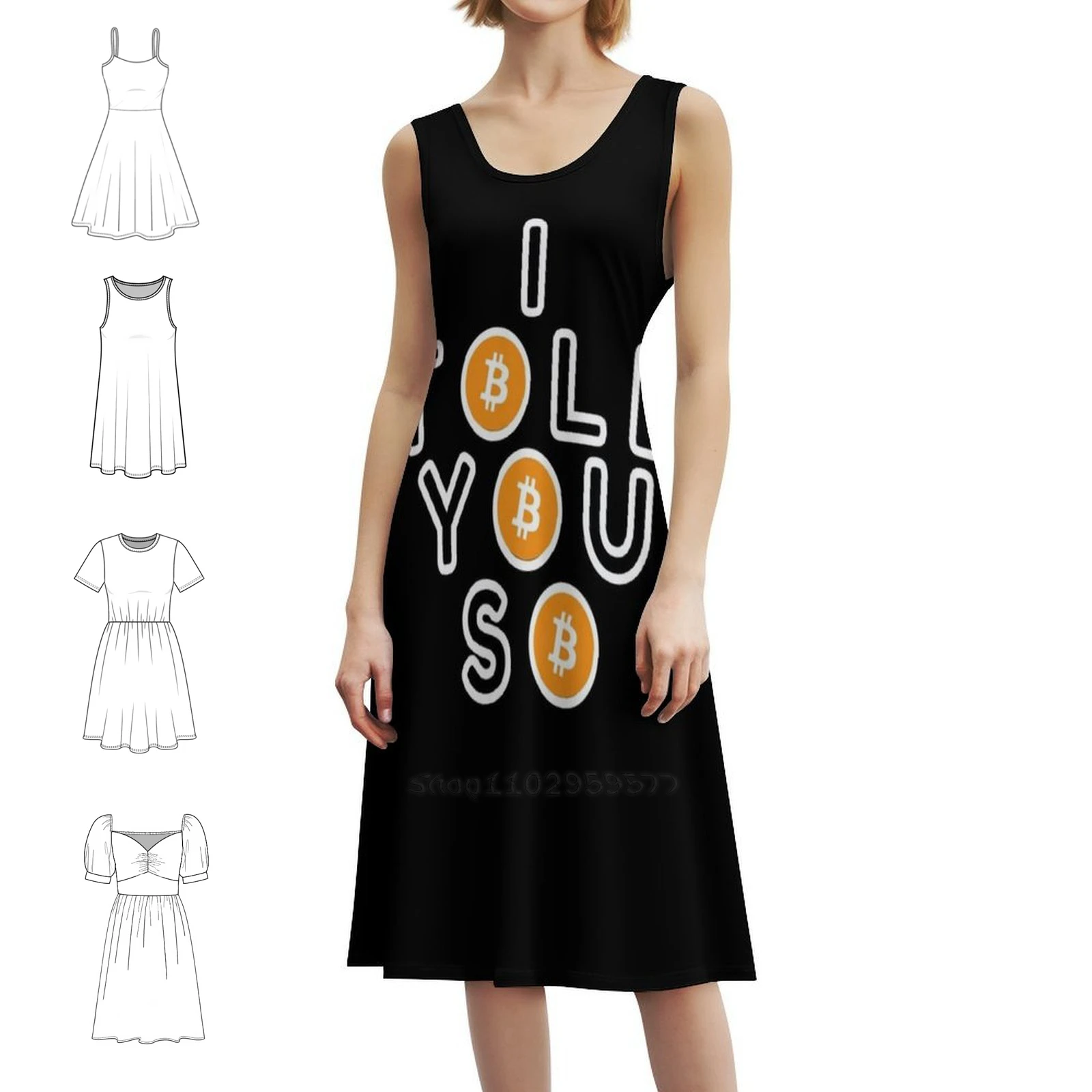 فستان Bitcoin I Told You على الطراز الكوري للنساء، فستان كاجوال أنيق للحفلات أو الارتداء اليومي، Bitcoin Bitcoin Bitcoin #1