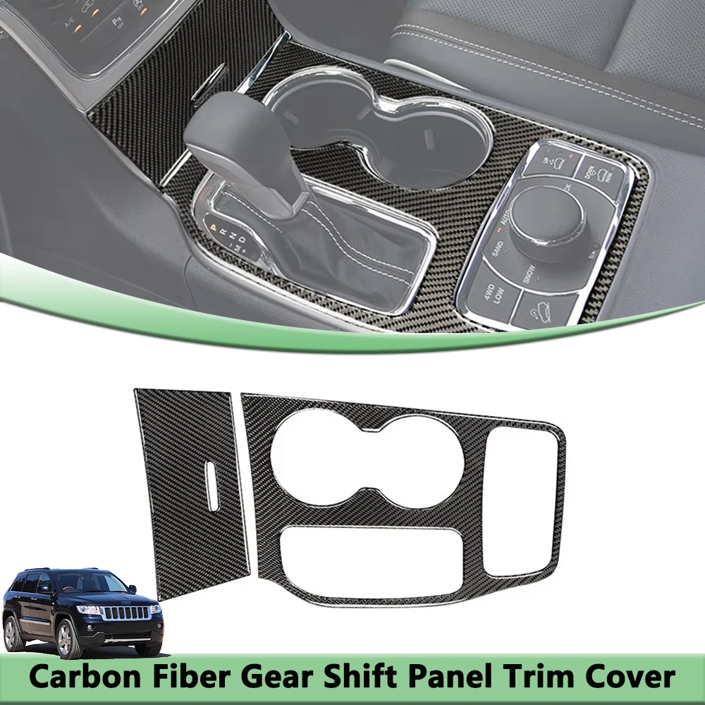 Couverture décorative du panneau du porte-gobelet de la console centrale pour Jeep Grand Cherokee 2011-2018, accessoires intérieurs en fibre de carbone