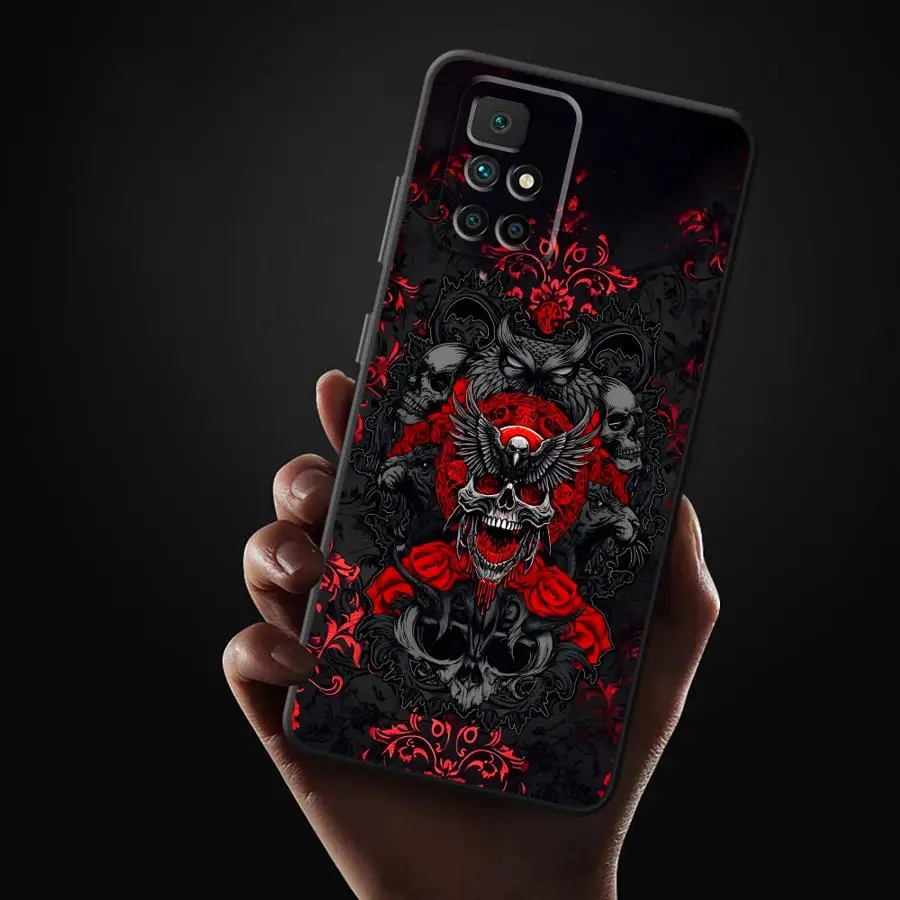 Creative Skull Art Black Soft Phone Cover Case for Xiaomi Redmi 12C A4 9 13C A3 10 K40 K80 Pro A5 14C A1 A2 Plus