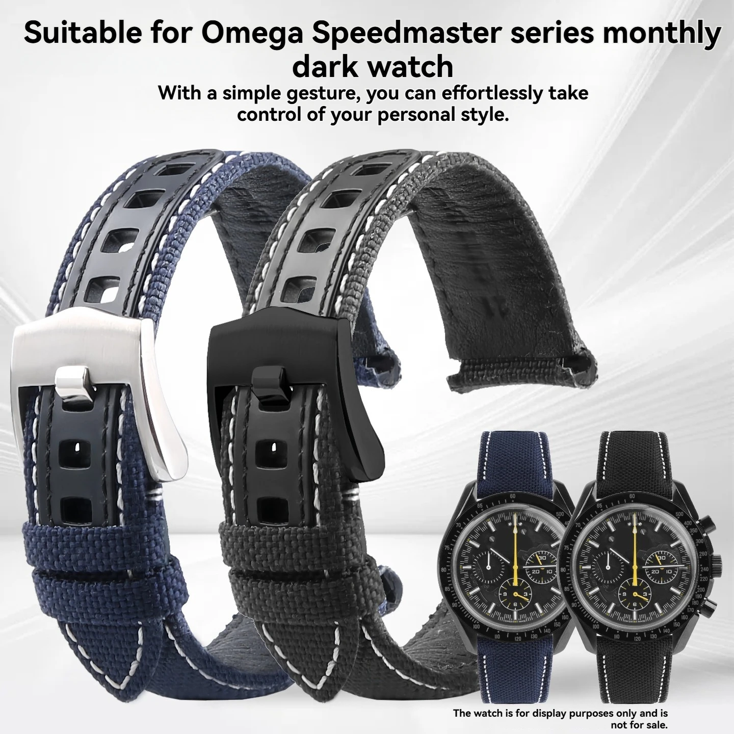 For Omega Speedmaster 311 Series “Black Knight” Dark Side of the Moon Apollo 8 311.92 Sports Nylon Canvas Watch Strap, 21 mm