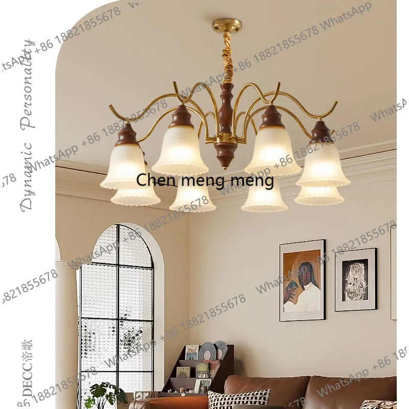 

Medieval lily of the valley glass chandelier living room main light walnut French retro bedroom dining room