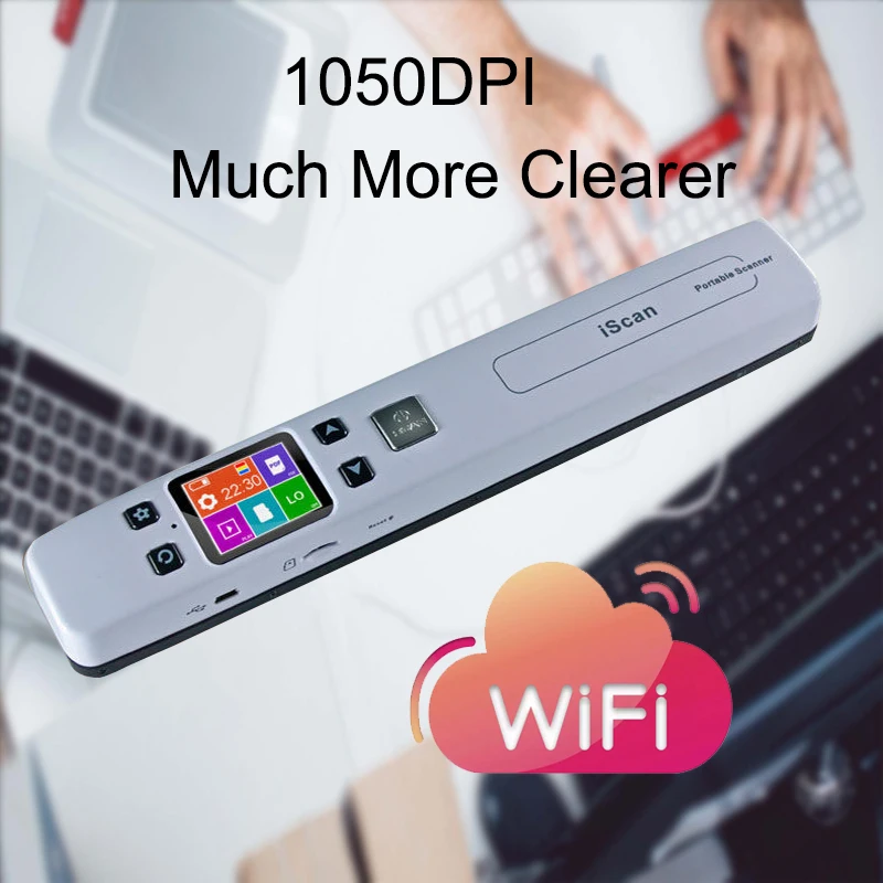 Wifi Wireless Mini Portable A4 Document Scanner Images JPG PDF Formate Reader Pen1050 dpi USB Wired ISCAN