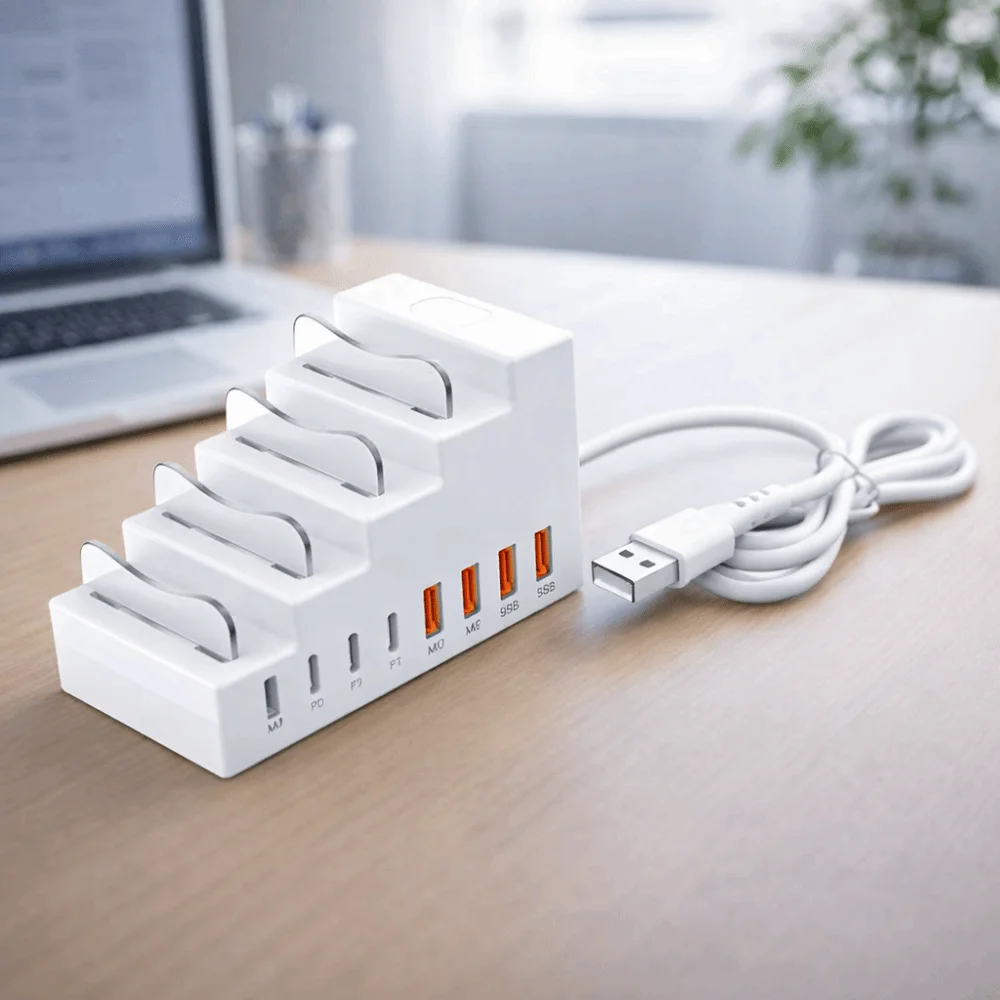 66W Power Socket Bracket Charger 4USB Ports PD Fast Charging Desktop Charging Power Strip 4Type C Ports 8Ports Socket