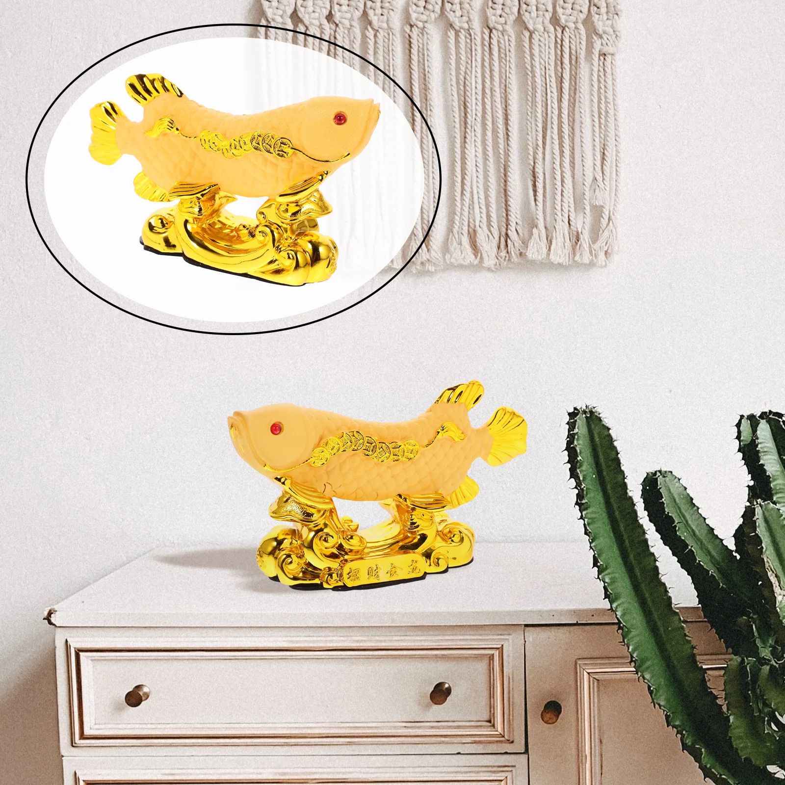 

Ornament Fake Fish Lucky Figurine Decor Statue Decorative Figurines Golden for Home