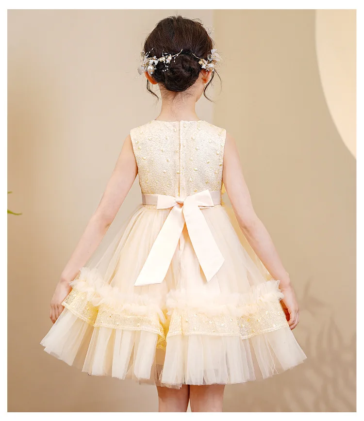 Dress for Girls Baby Casual Dresses Pleated Vestidos Wedding Party Evening Dresses Mesh Summer Children Clothes Girls Teenager