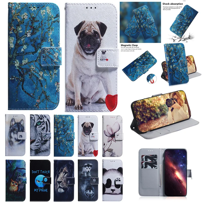 Painted Flip Leather Magnetic Case For Motorola Moto E13 E20 E30 e40 E7I POWER E6 Play E7 Plus E22I E6 PLUS G Phone Cover