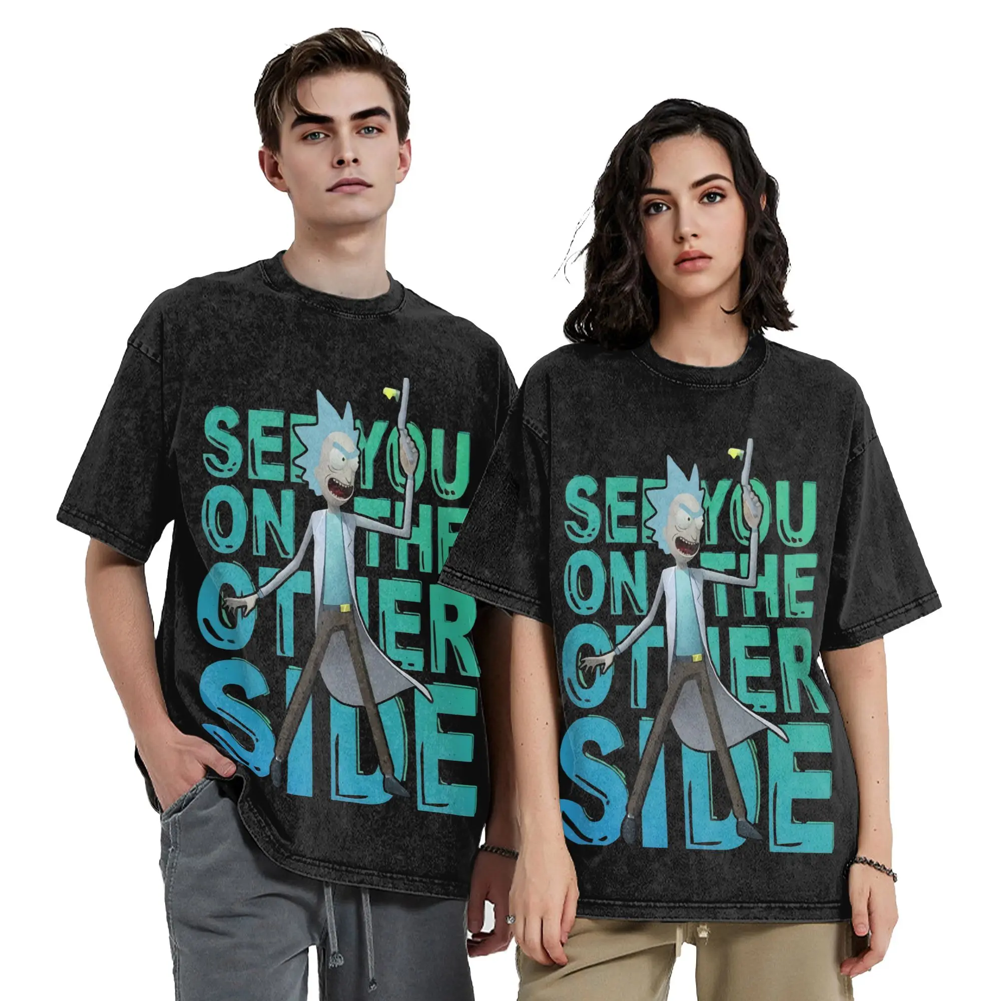 R-Rick and M-Morty Vintage Washed T-Shirts for Men Women SEE YOU ON THE OTHER SIDE Vintage Pure Cotton Tee Shirt 6XL Clothing