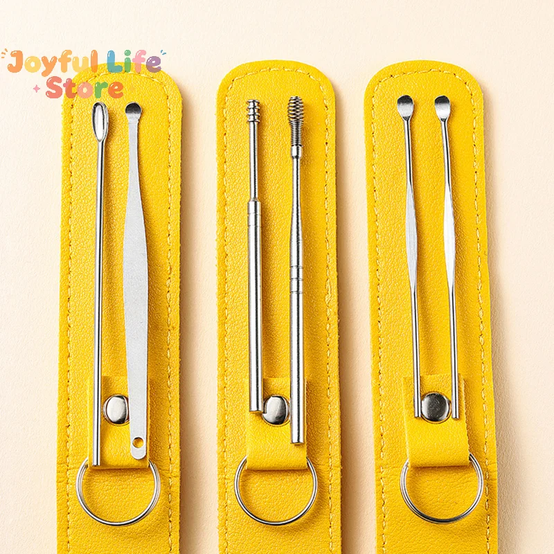 New 6Pcs/Set Ear Wax Pickers Earpick Wax Remover Stainless Steel Piercing Kit Earwax Curette Spoon Ear Clean Care Tool Cleaner