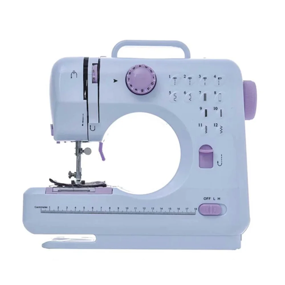 INNE Macchina da cucire portatile Mini elettrica per uso domestico Riparazione Overlock 12 punti Pedale Principianti con piedino