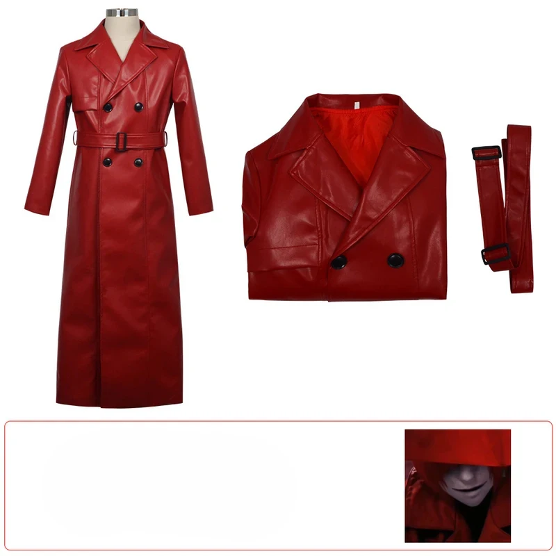 Mr Scarletella Game Homicipher The Enigmatic Antagonist Cosplay Costume Wig Red Trench Coat Women MenHalloween party c FD1;6 - view 6
