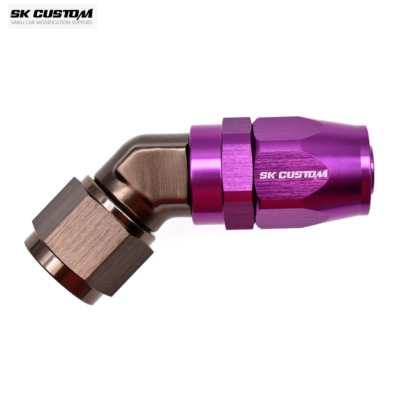 SK CUSTOM Oil Pipe Fitting Right Angle Fitting Wire Braided Oil Tube Adapter Engine Oil Radiator Fitting Aluminum Alloy AN8 AN10