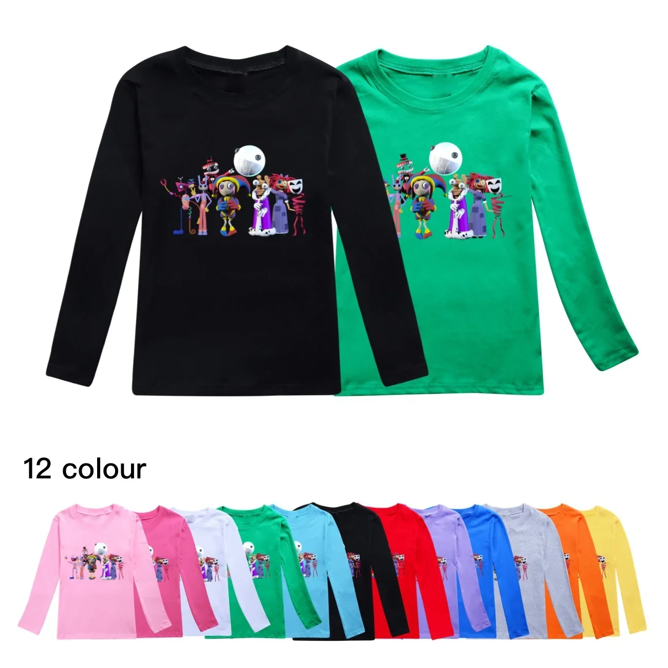 The Amazing Digital/Circus Cosplay Costume Kids Ragatha Pomni Jax Caine Clothes Baby Girls Long Sleeve Tops Boys Cotton T-shirts