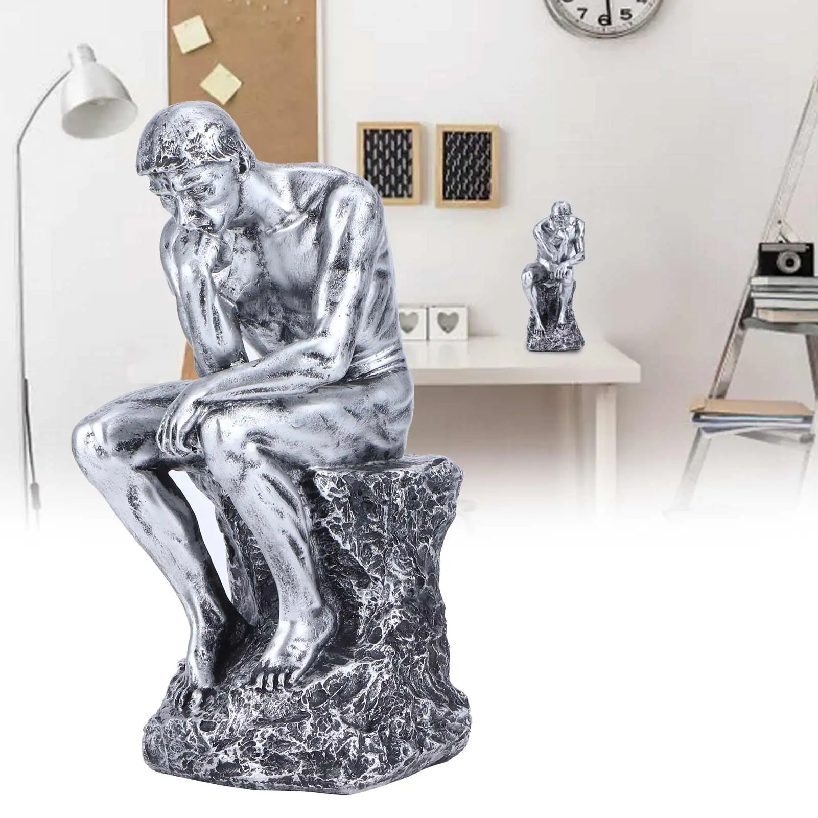 Creative Thinker Statue European Style Resin Character Sculpture Home Study Room Living Room Office Bookshelf Ornament