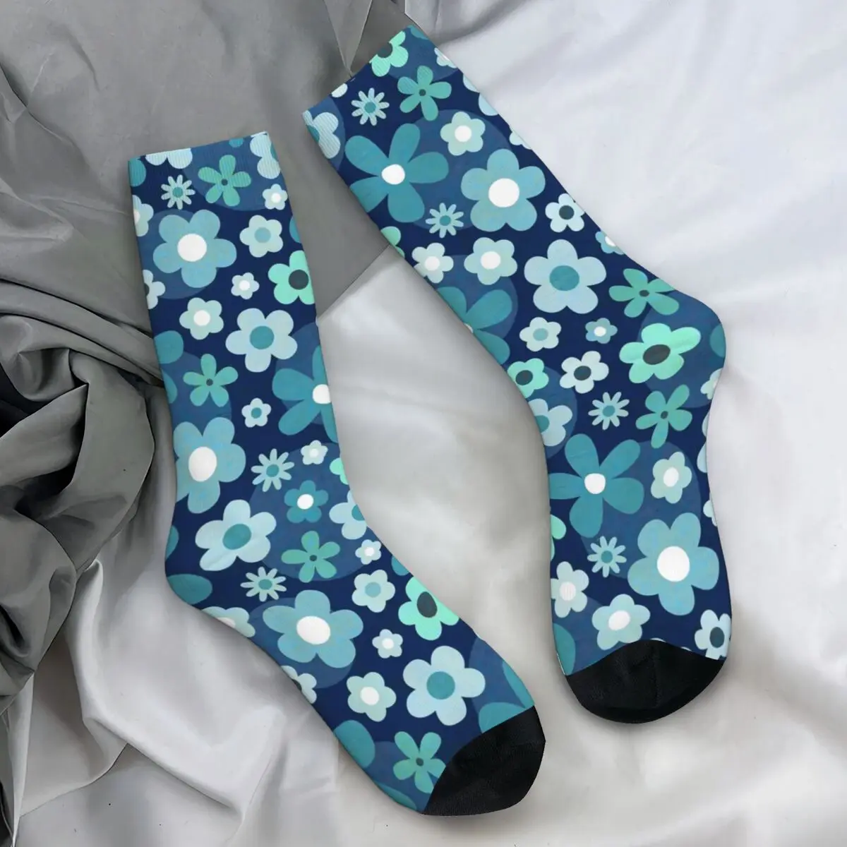 Flower Power Socks Autumn Ditsy Floral Stockings Elegant Women Men Warm Soft Socks Custom Skateboard Non-Slip Socks