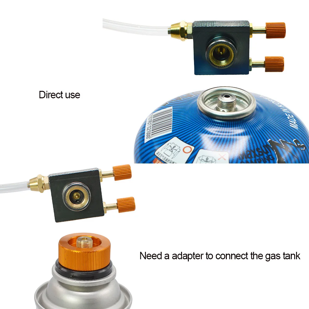 야외 캠핑 가스 스토브 프로판 리필 어댑터, 가스 탱크 충전 밸브 분할 플랫 가스 탱크 리필 커넥터 변환 헤드