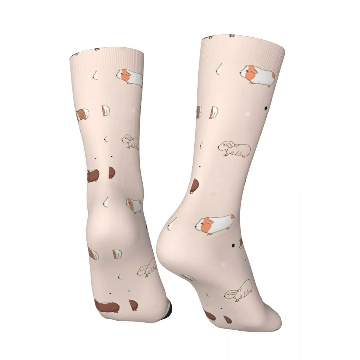 Vintage Adorable Guinea Pigs Checkered Pink Print Perfect For Fans Men's compression Socks Unisex Street Style Seamless CrewSock