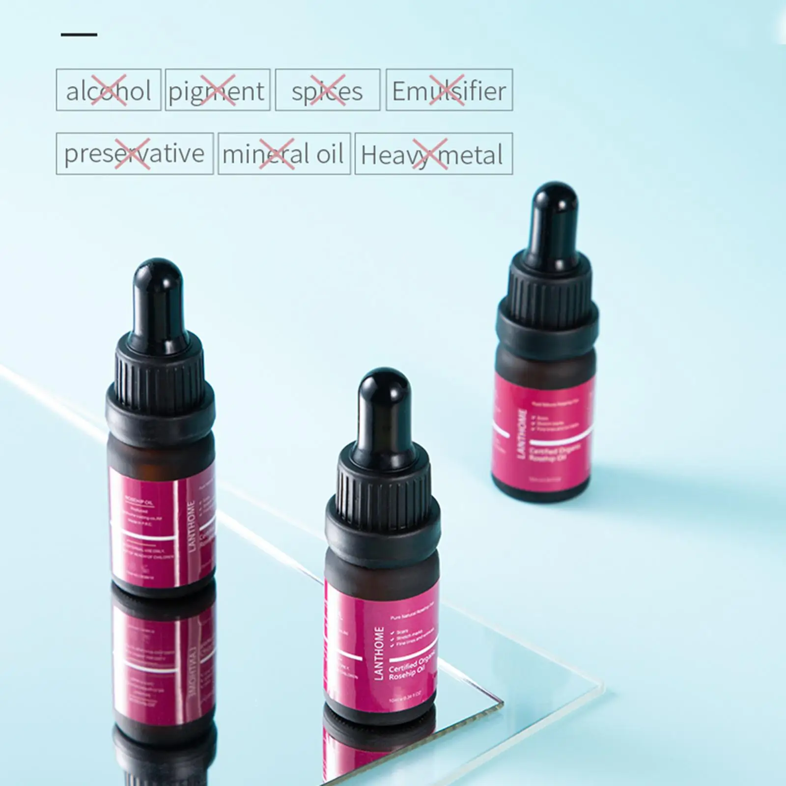 Aceite Puro de Rosa Mosqueta de 10 ml, Aceite Esencial para Cicatrices, Fácil Absorción, Mejora la Elasticidad de la Piel, Uñas y Piel, Anti-envejecimiento