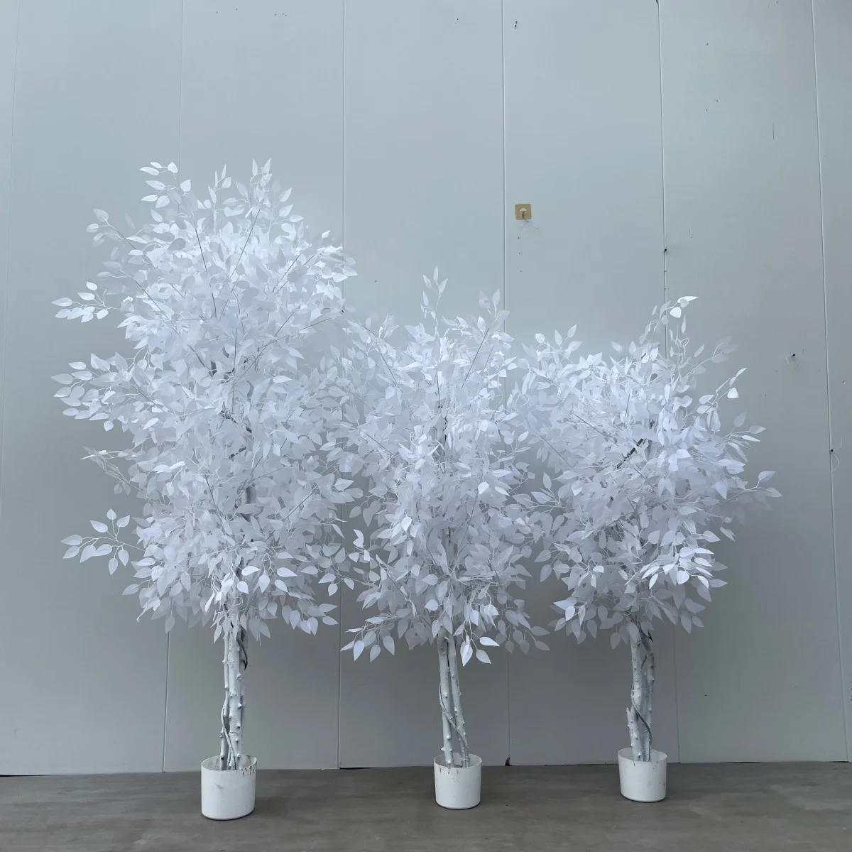 

White Christmas Artificial Ficus Tree Bonsai High Simulation Ficus Tree Plant Potted Customized for Decoration