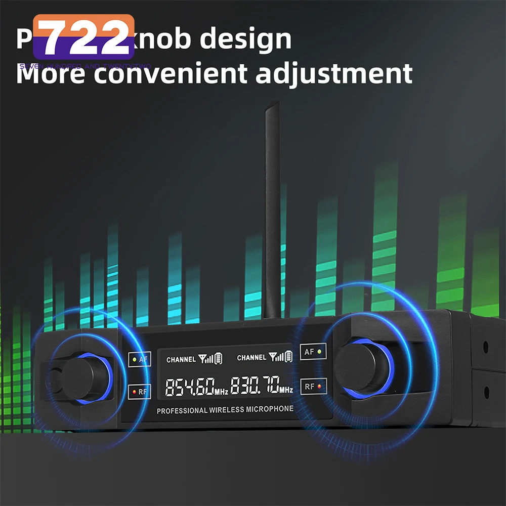 

One To Two Wireless Microphones Handheld Dual Channels Professional System UHF Fixed Frequency Handheld Dynamic Mic For Karaoke
