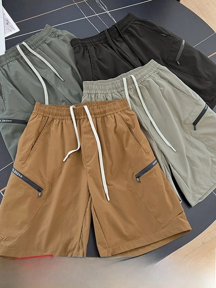  Line Outdoor Lightweight Men's Work Shorts Pressed Glue Zipper Pocket 3D Tailoring Summer Fashionable Shorts