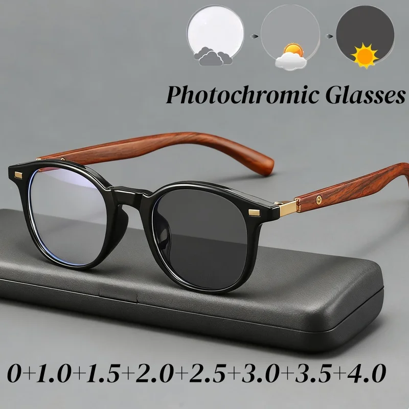 العصرية الجديدة اللونية نظارات للقراءة النساء الرجال إطار دائري نظارات العدسات خمر اللون تغيير مد البصر 0 + 1.0 + 4.0