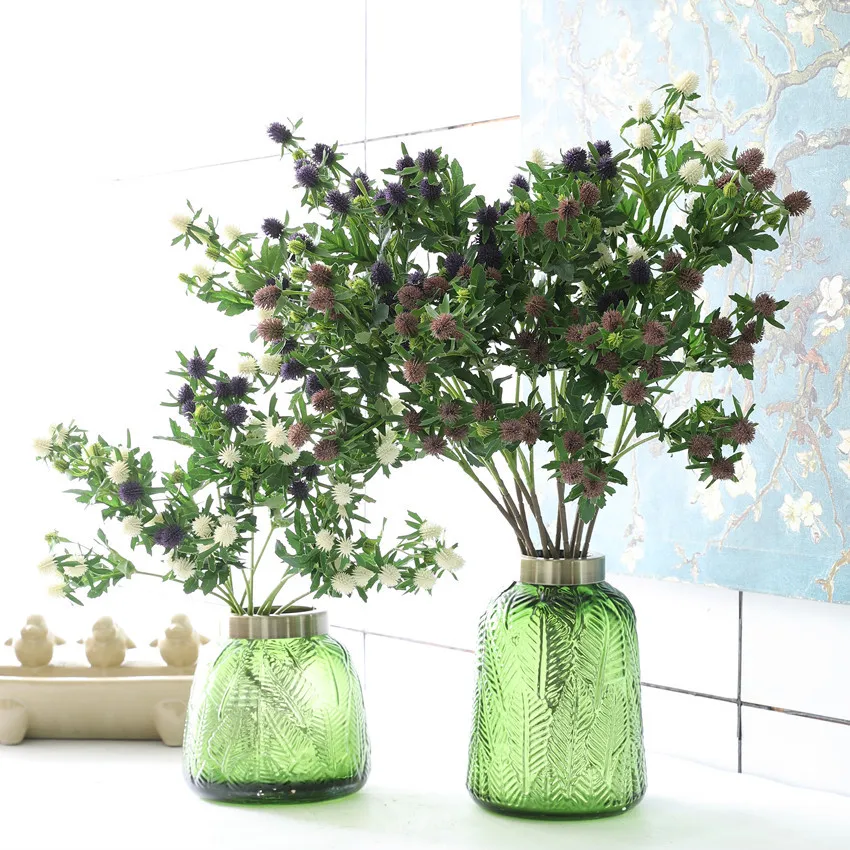 1 PCS Artificial Sea Holly Eryngium Foetidum Flowers Branch Home Wedding Table Room Decoration Gift F1135