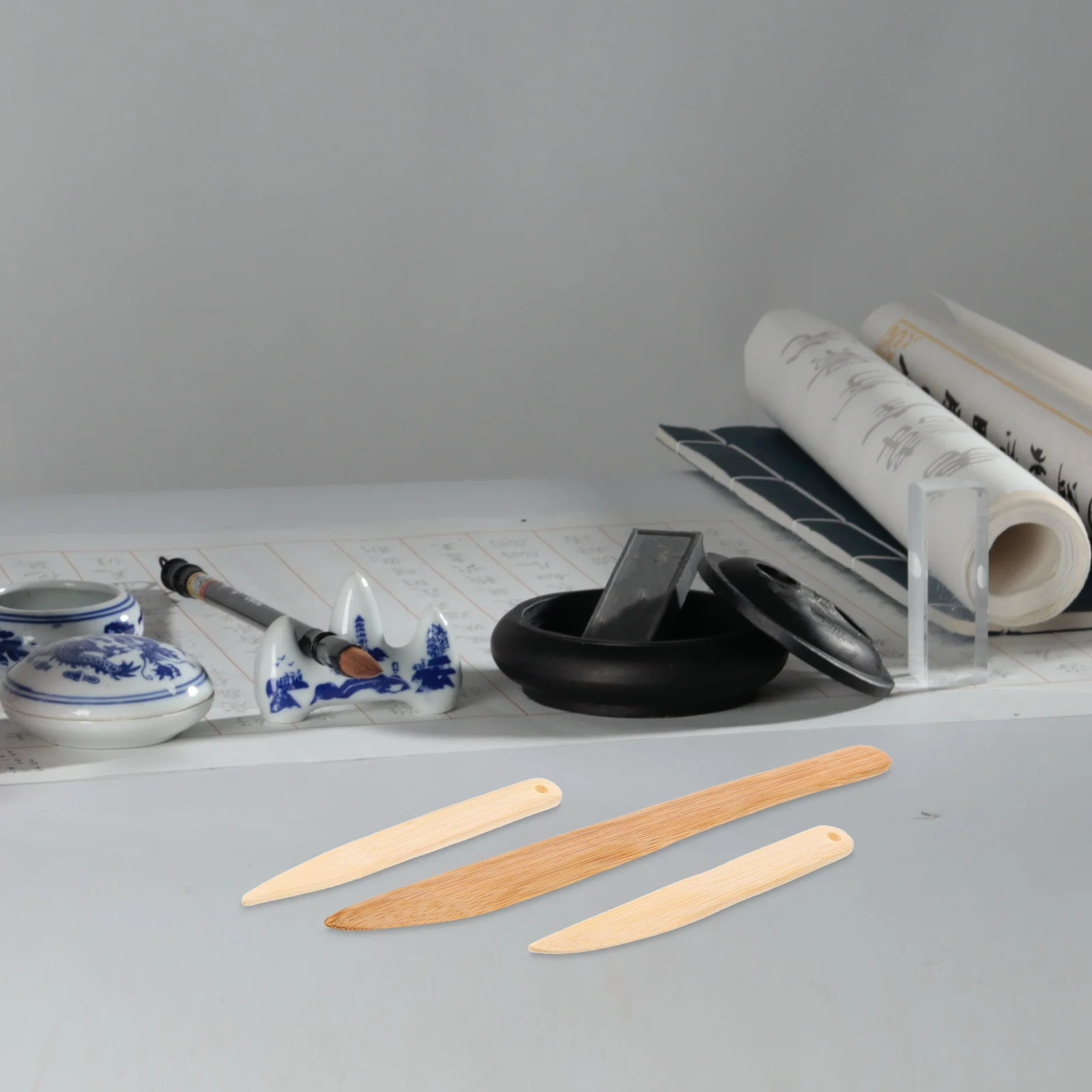 3Pcs Xuan Paper Wooden Knife Retro Calligraphy Cutter Compact Sharp Blade for DIY Paper Cutting Crafting Home Use Straight Edge