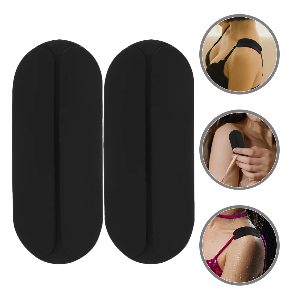 

8 Pcs Bras Shoulder Pads Strap Protector Gasket Cushions Anti-slip Black Replacement for Women and