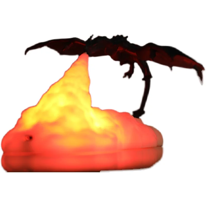 Fire-Spraying Dragon Small Night Lamp Flying Dragon Decoration 3D Printing Volcano Rechargeable Creative Table Lamp Bedside Lamp