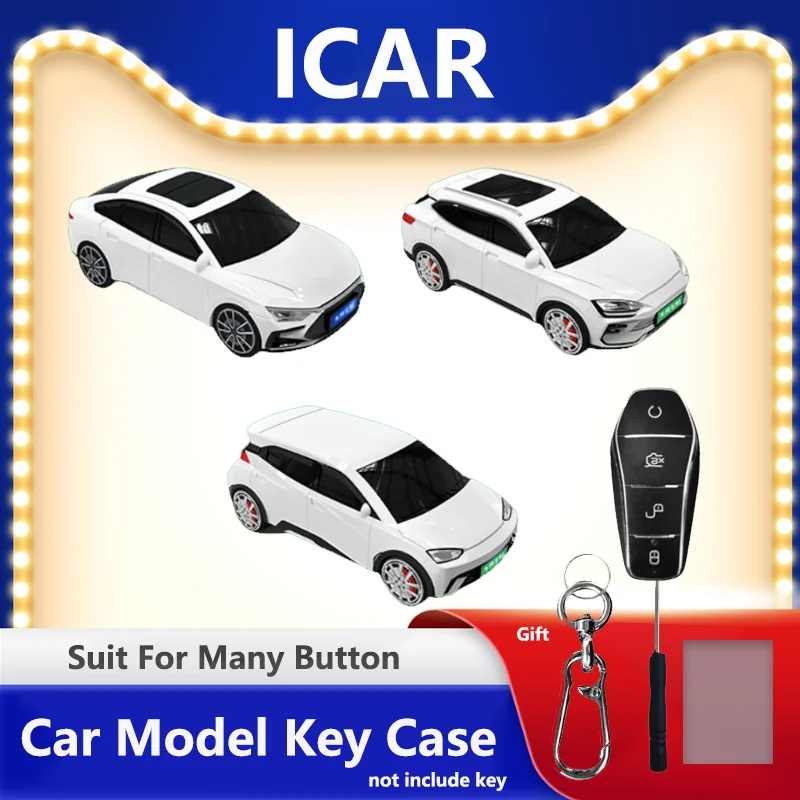 Interesting Car Key Case for BYD Seagull Seal Song Plus Car Model Remote Smart Car Key Case Fob Bag Holder Keychain Accessories
