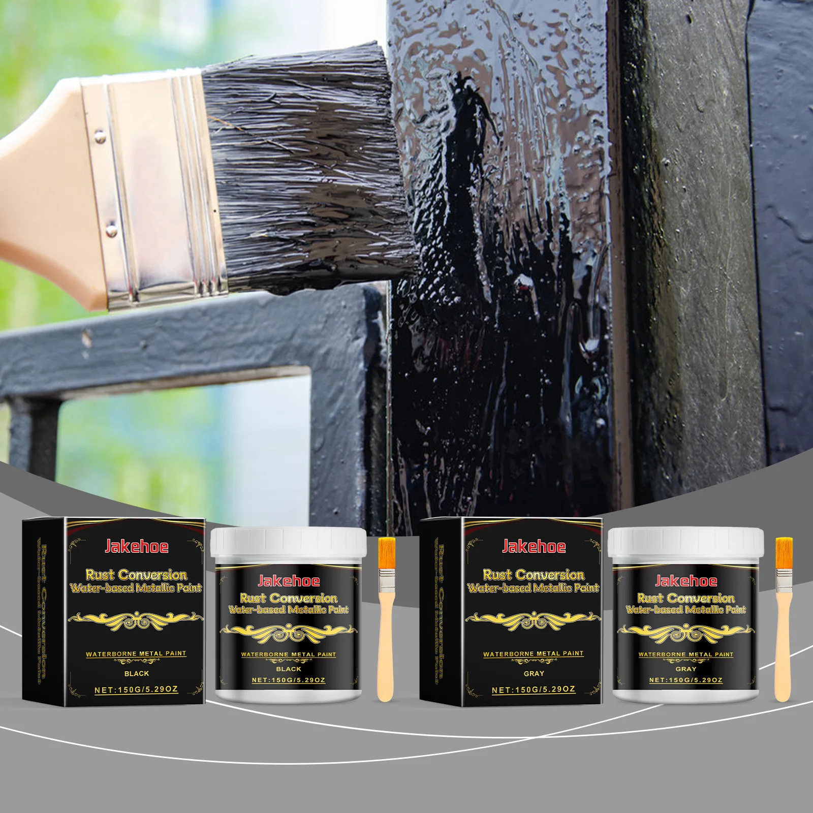 

Водоэмульсионная краска-преобразователь ржавчины, 1 комплект - Быстросохнущая металлическая грунтовка для внутренних и наружных работ | Помогает предотвращать коррозию и износ