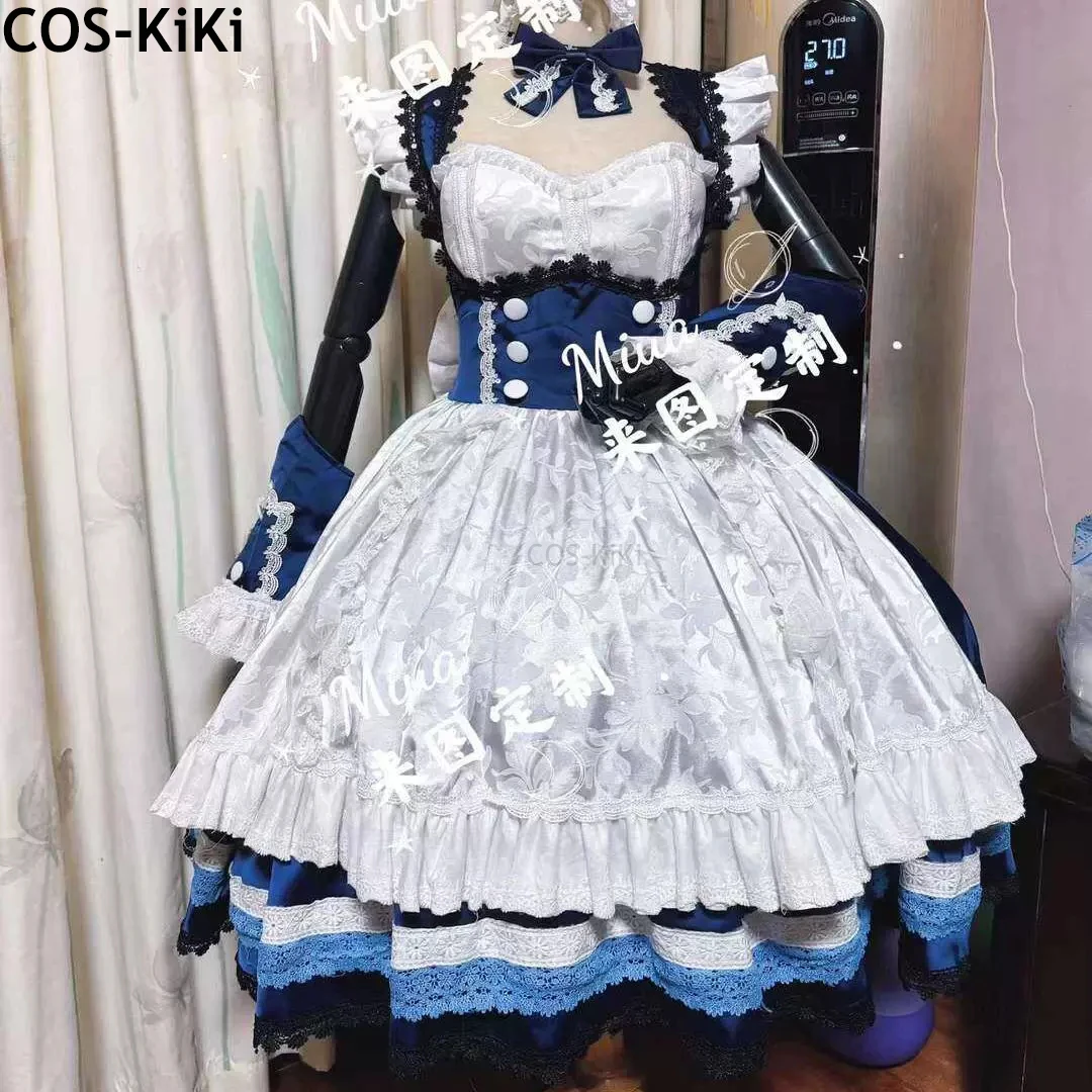 COS-KiKi [Customized] Azur Lane HMS Belfast Maid Dress Elegant Lovely Uniform Cosplay Costume Halloween Party Role Play Outfit